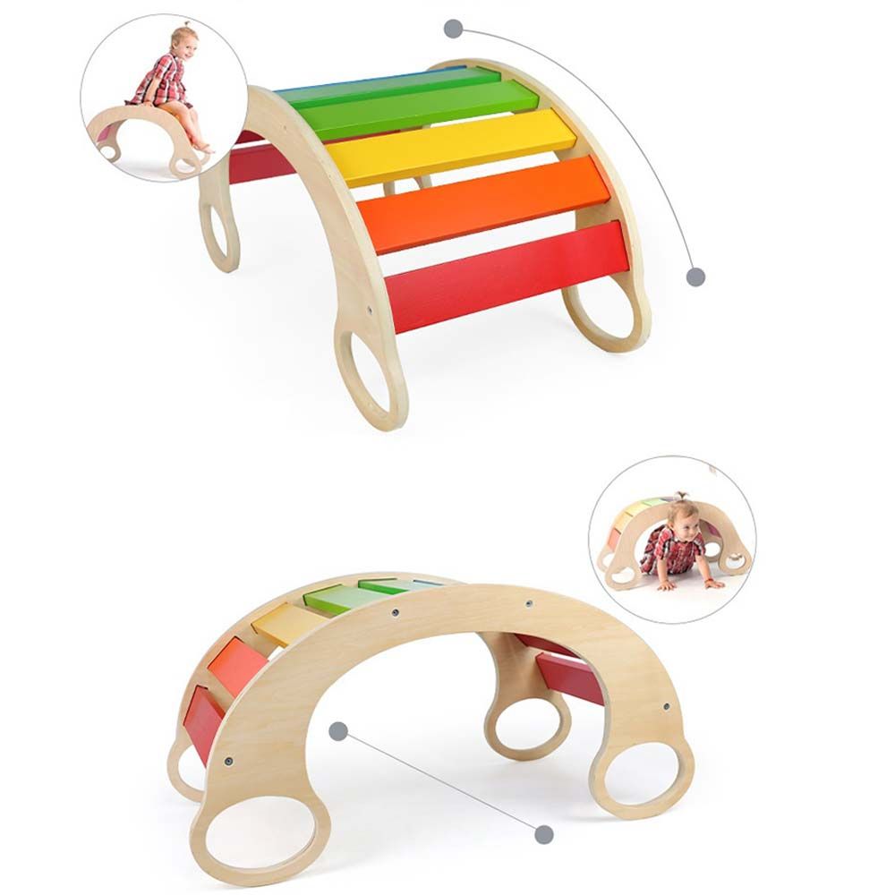 Factory Price - Wooden Bright Rainbow Rocking Chair