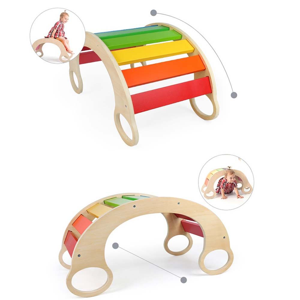 Factory Price - Wooden Bright Rainbow Rocking Chair