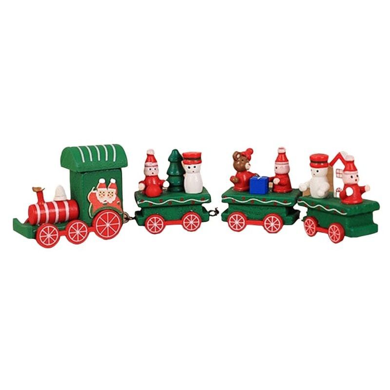 Factory Price - Christmas Wooden Train Set - 4Pcs - Green