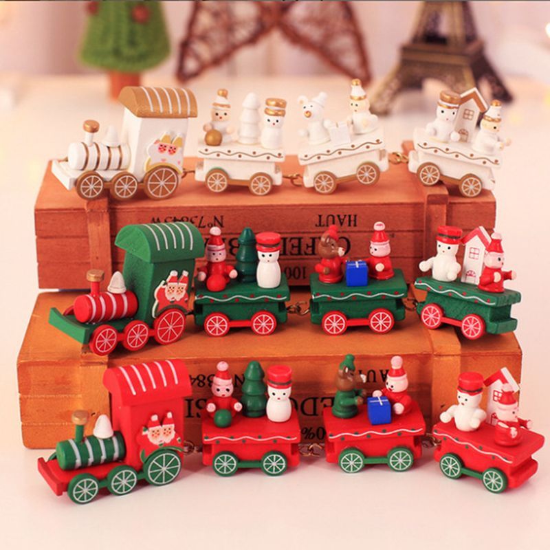 Factory Price - Christmas Wooden Train Set - 4Pcs - Green