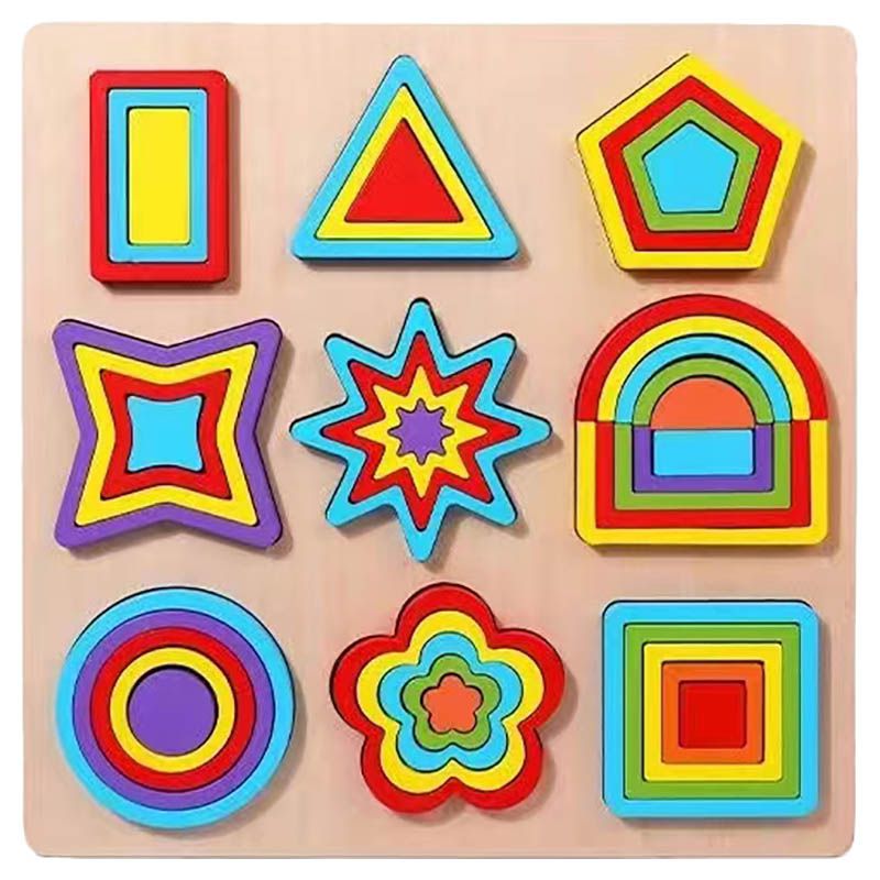 Factory Price - Wooden Geometric Shapes Block Puzzles - 43pcs