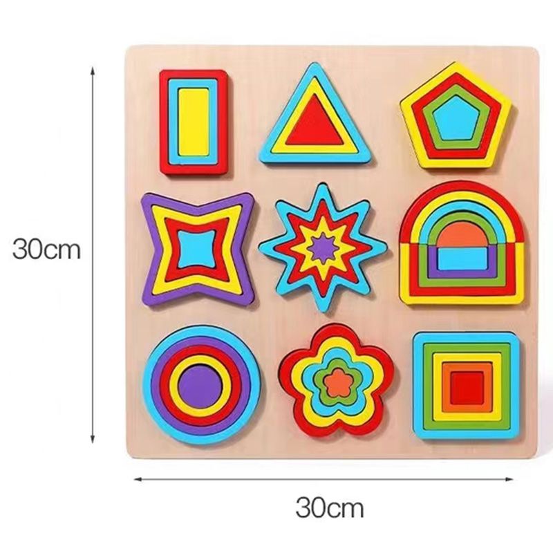 Factory Price - Wooden Geometric Shapes Block Puzzles - 43pcs