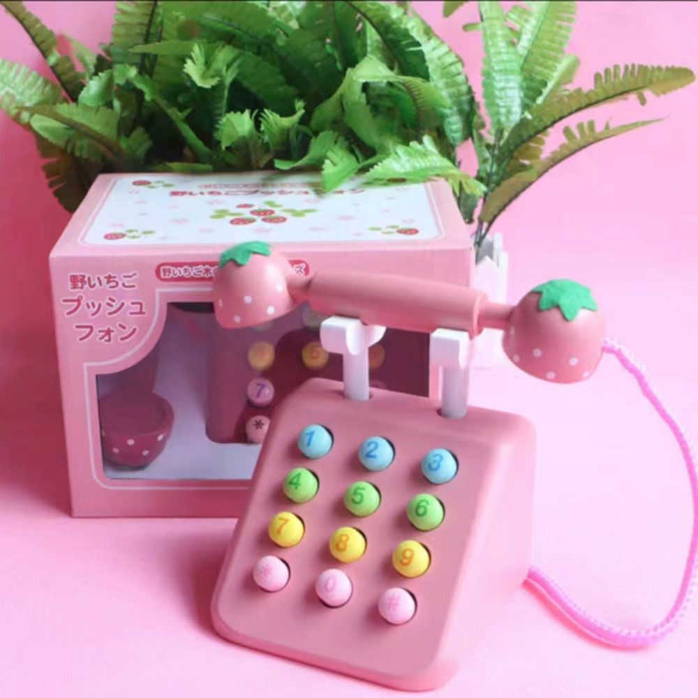 Factory Price - Wooden Pretend Telephone Toy - Pink