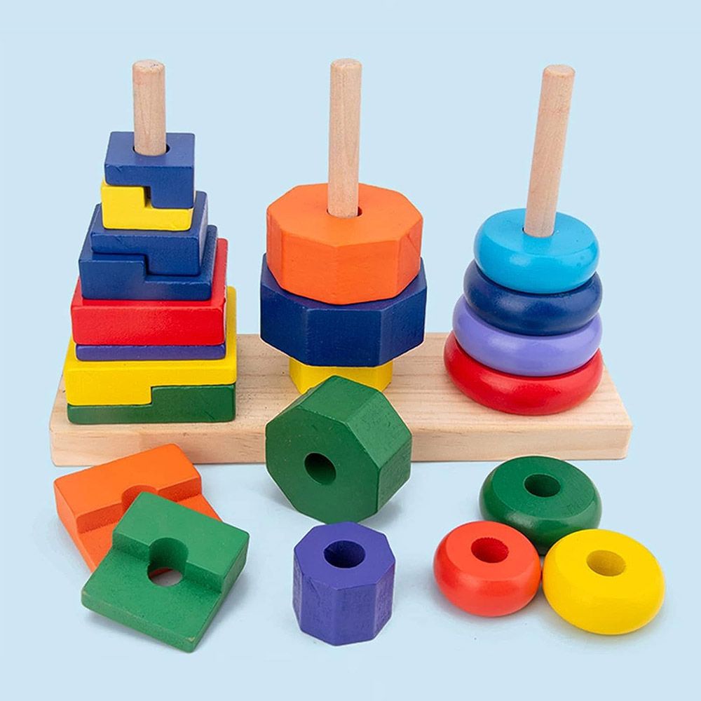 Factory Price - Rainbow Stacking Tower Toy - 3Pc Set