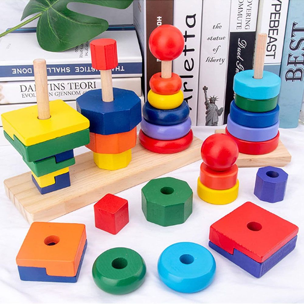 Factory Price - Rainbow Stacking Tower Toy - 3Pc Set