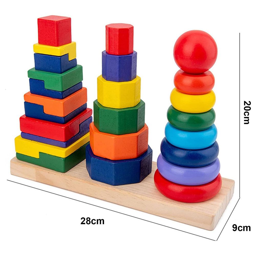 Factory Price - Rainbow Stacking Tower Toy - 3Pc Set