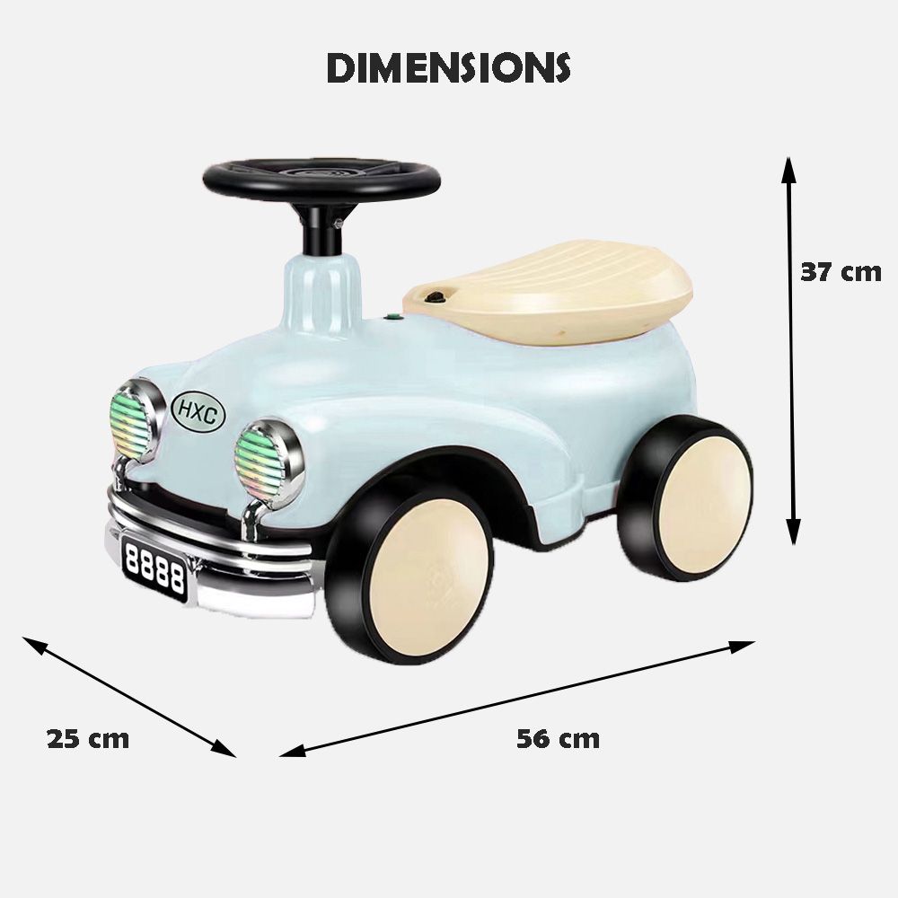 Factory Price - Kiara Kids Balancing Ride On Vintage Car - Blue/Black