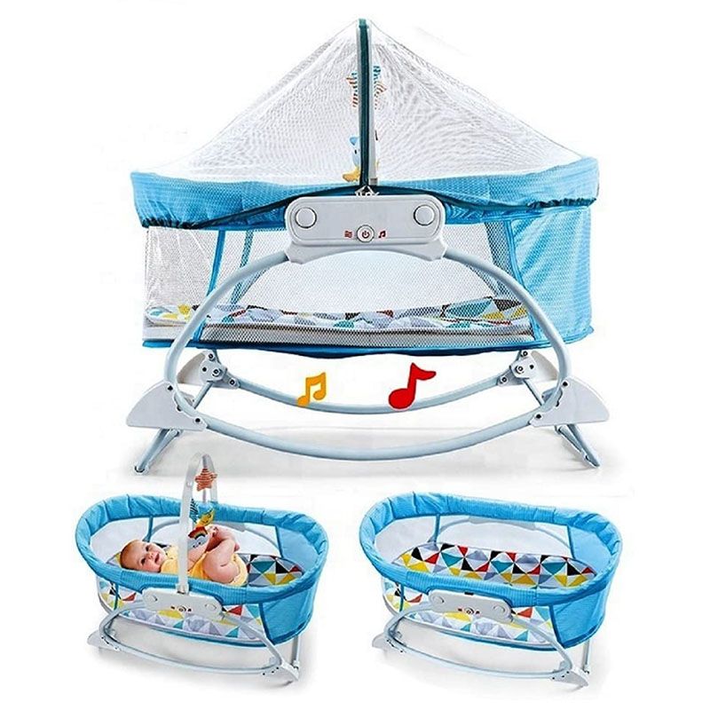 Factory Price - Portable Swing Baby Rocker Bassinet - Blue