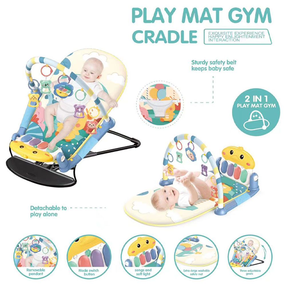 Factory Price - 2-In-1 Baby Play Mat Gym w/ Adjustable Cradle - A