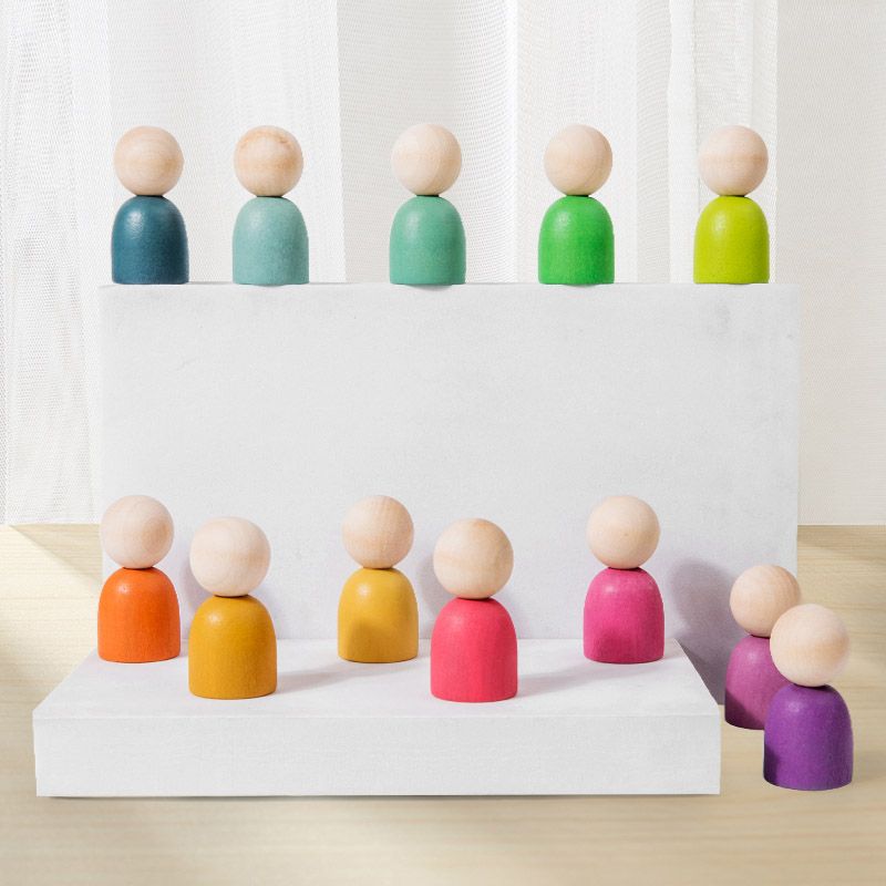 Factory Price - Wooden Rainbow Stacking Sorting Toys w/ Rack