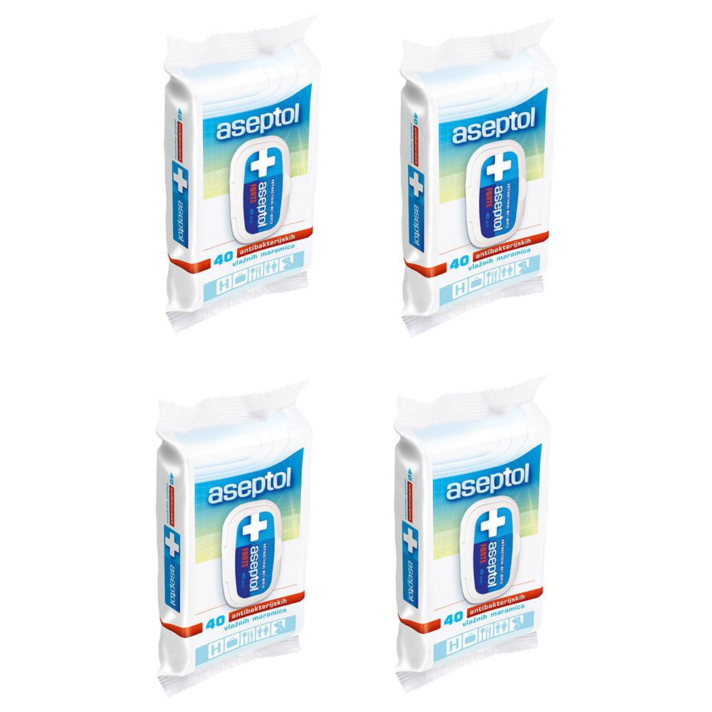 Aseptol - Forte Antibacterial Wet Wipes XXL - 4 x 40 Wipes