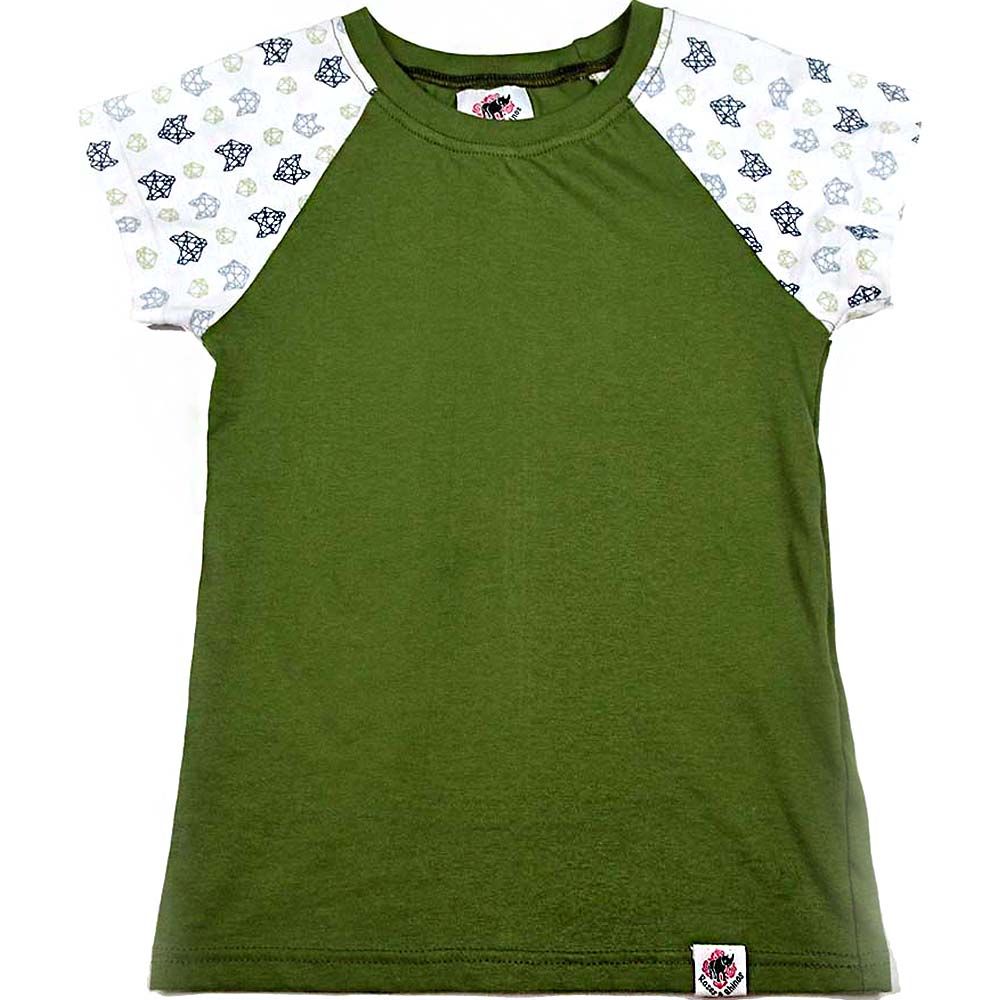 Roses & Rhinos - Raglan Animal Print T-Shirt - Green