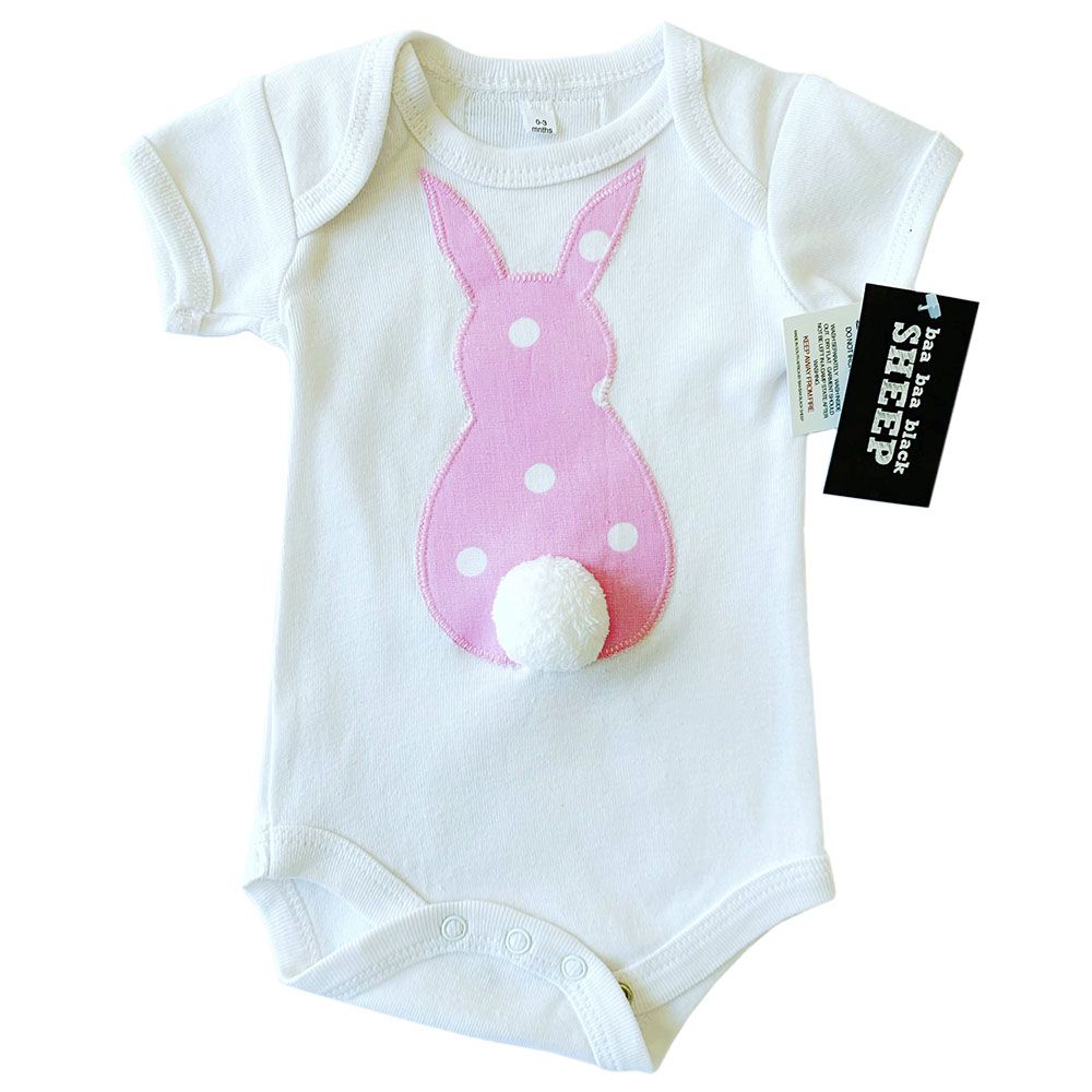 baa baa black SHEEP - Pale Pink Bunny Tail Bodysuit