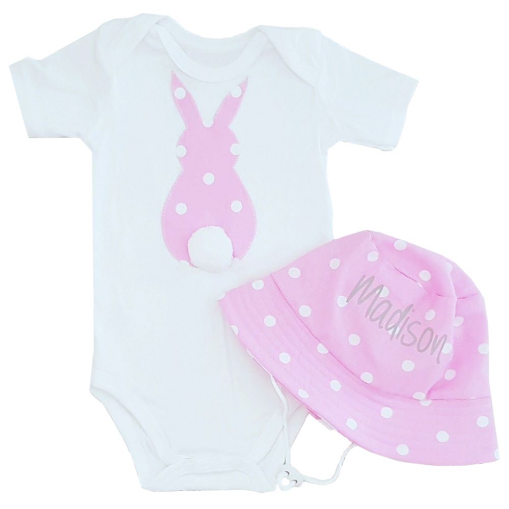 baa baa black SHEEP - Pale Pink Bunny Tail Bodysuit