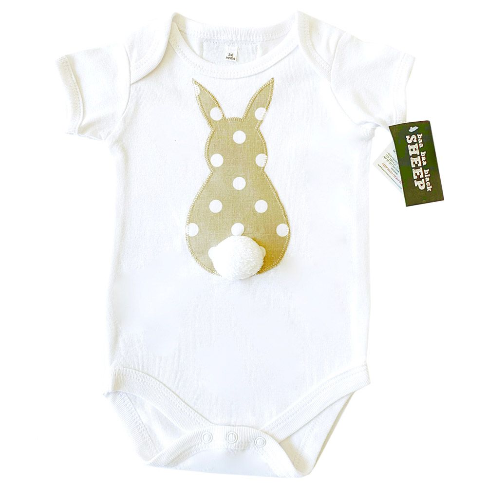 baa baa black SHEEP - Beige Bunny Tail Bodysuit