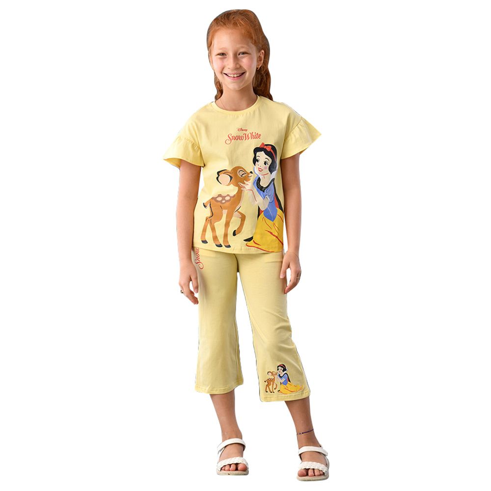 Disney - 2pc-Set - Girl Half Sleeve Top w/ Capri - Yellow