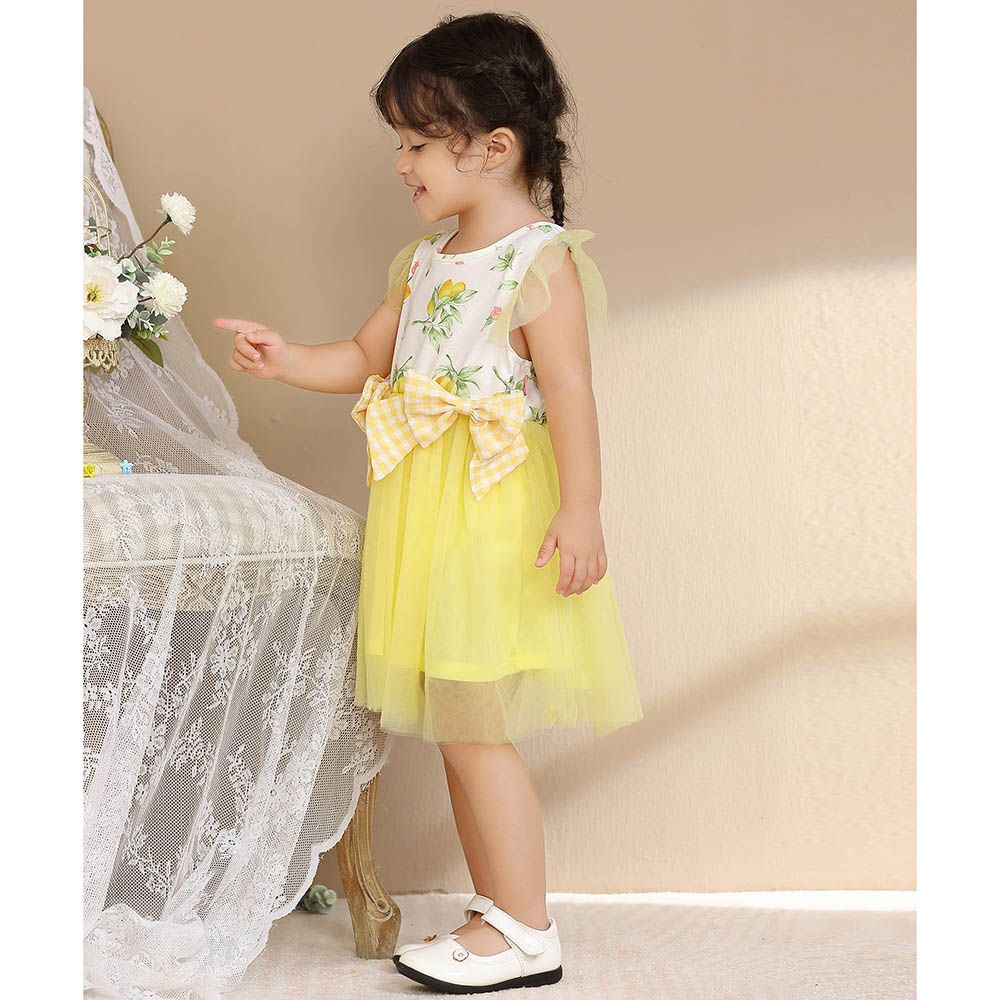 Smart Baby - Baby Girl Party Dress - Yellow/White