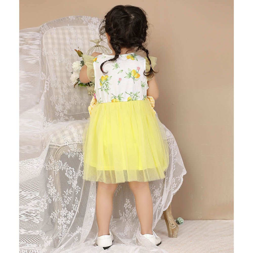 Smart Baby - Baby Girl Party Dress - Yellow/White