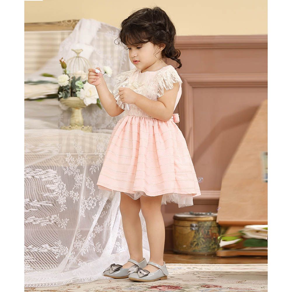 Smart Baby - Baby Girl Sleeveless Party Dress - Baby Pink