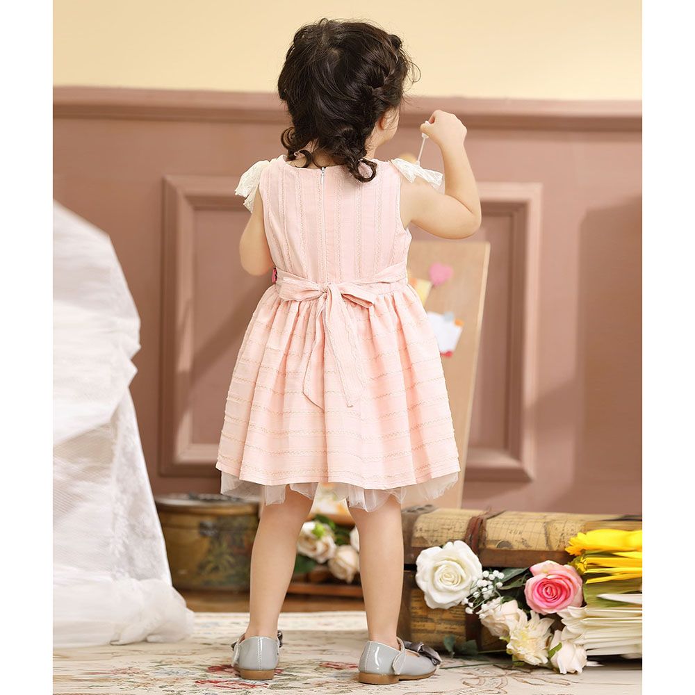 Smart Baby - Baby Girl Sleeveless Party Dress - Baby Pink