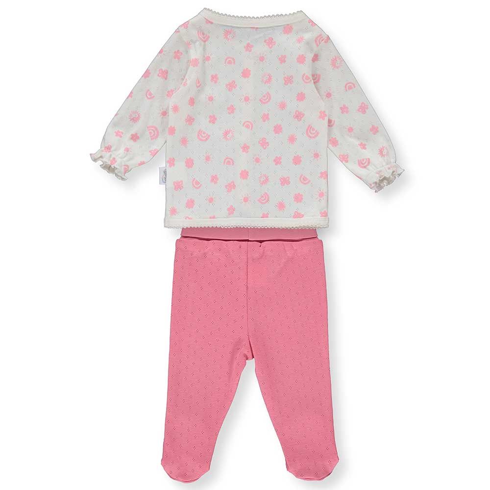 Bebetto - 2pc-Set - Girl Front Open Top & Pyjama - White