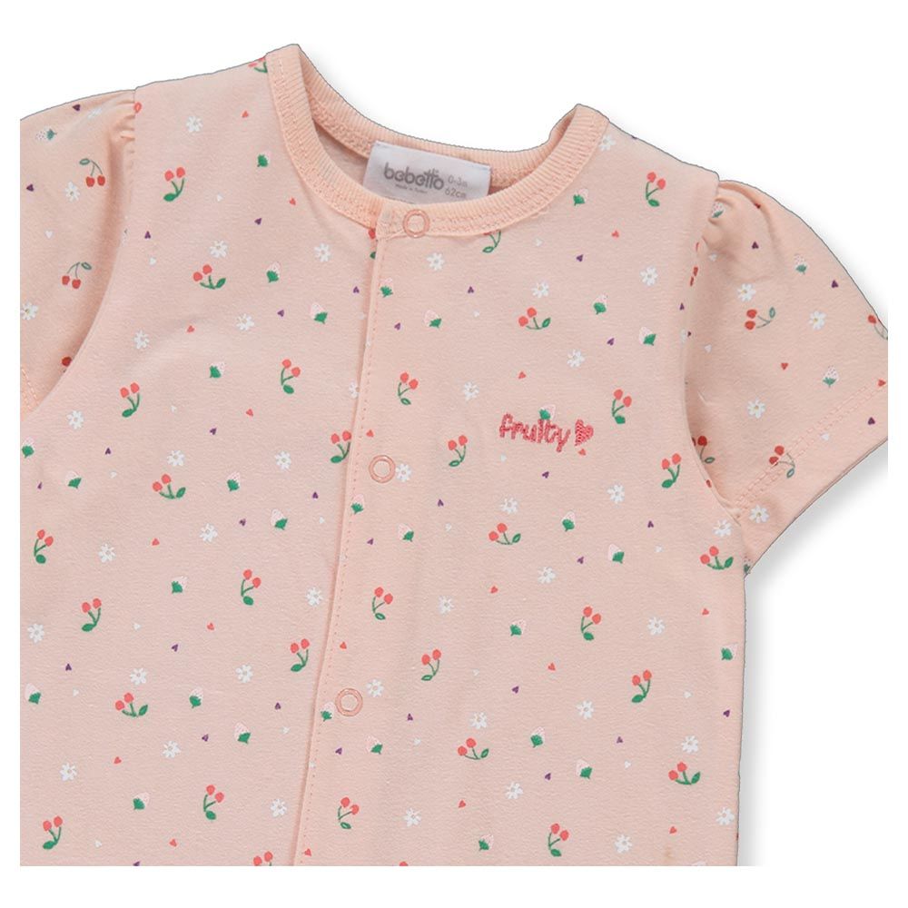 Bebetto - Baby Girl Printed Romper - Peach