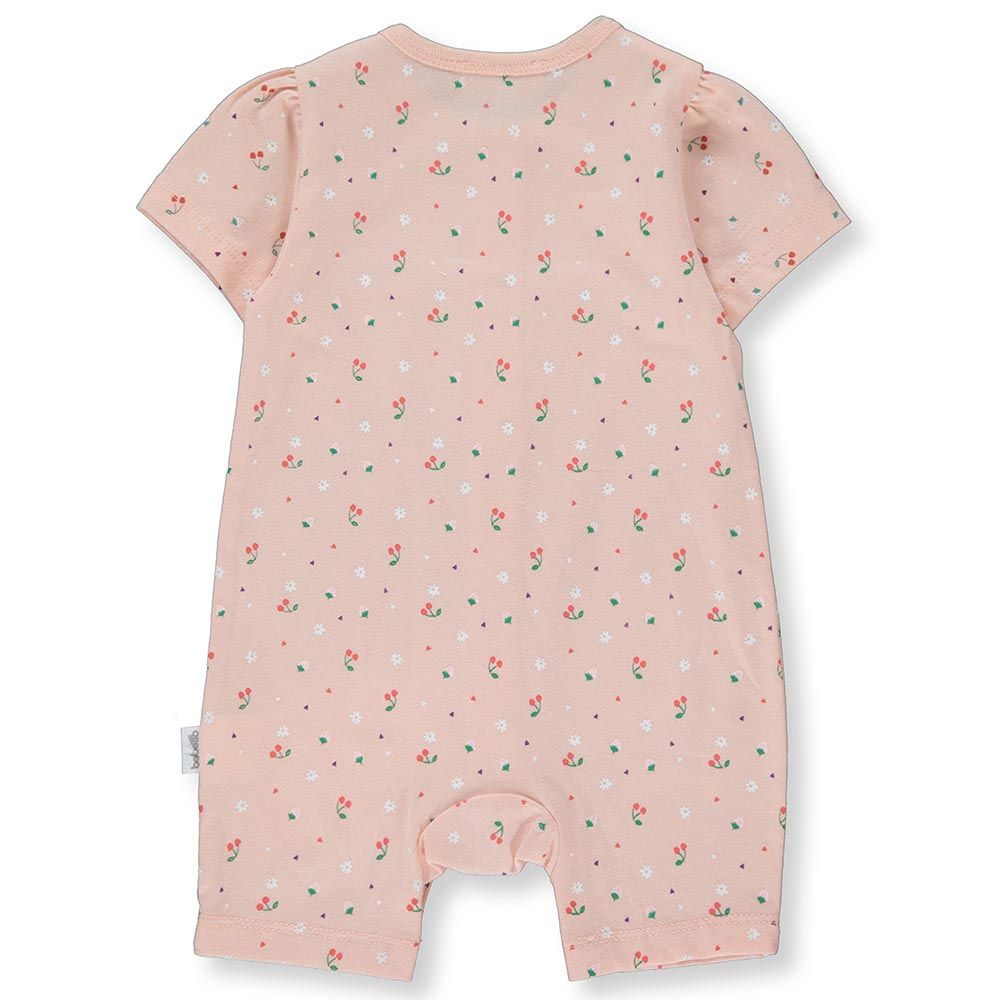 Bebetto - Baby Girl Printed Romper - Peach