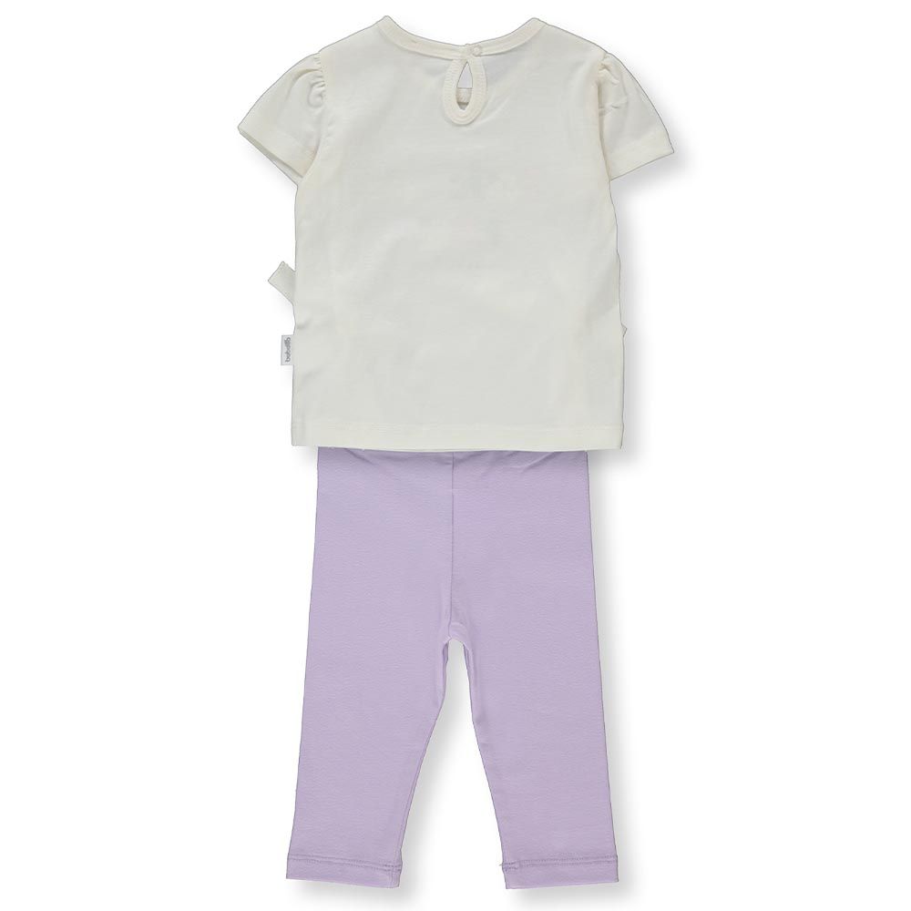 Bebetto - 2pc-Set - Baby Girl Top & Pants - White/Purple