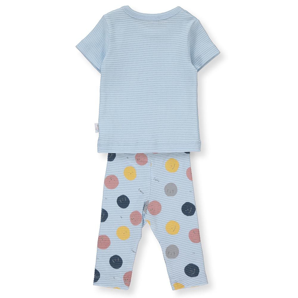 Bebetto - 2pc-Set - T-Shirt & Polka Dot Pants - Sky Blue