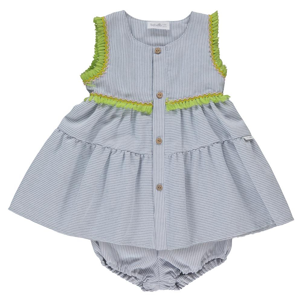 Bebetto - Baby Girl Sleeveless Dress & Panty - Grey