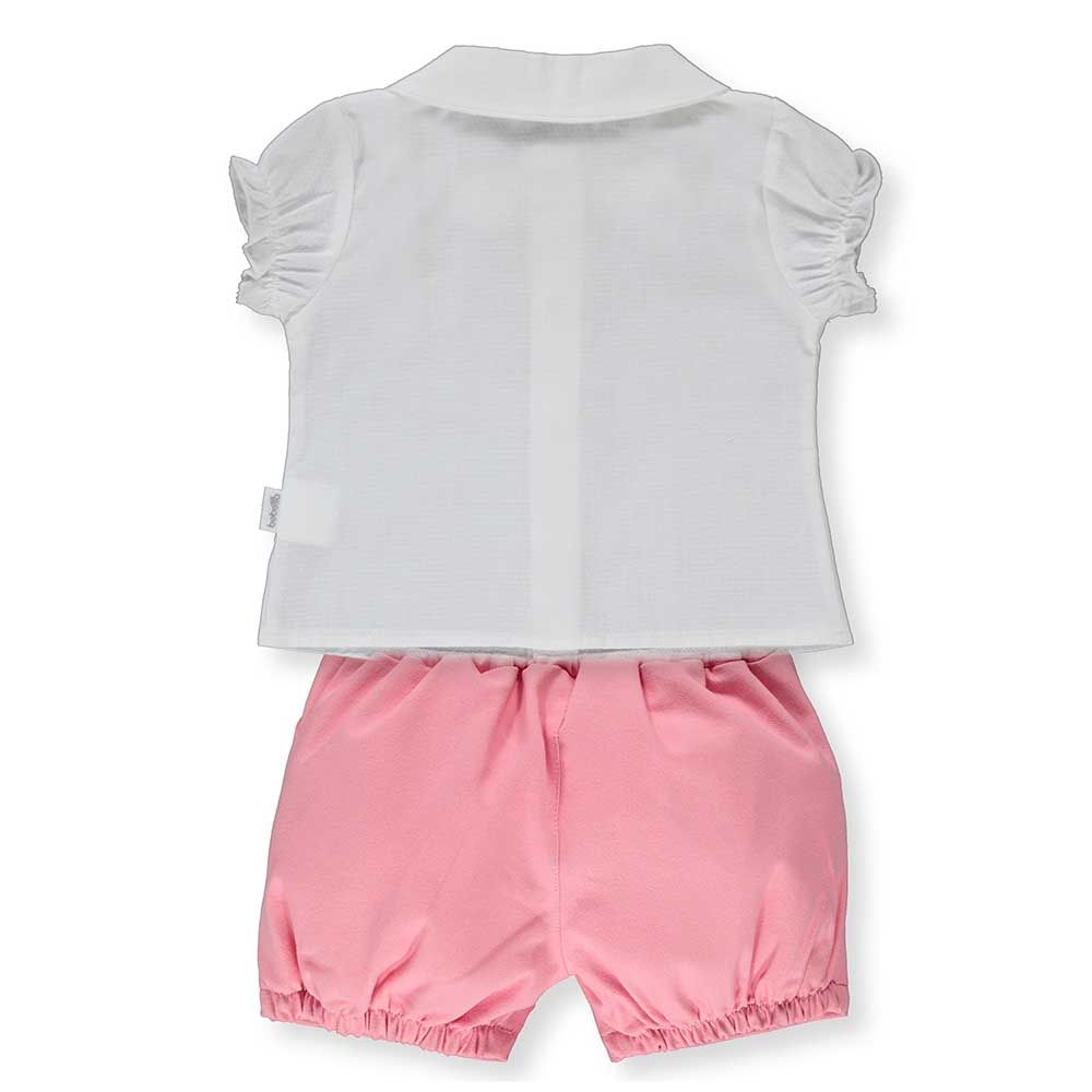 Bebetto - 2pc-Set - Baby Girl Top & Shorts - White/Pink