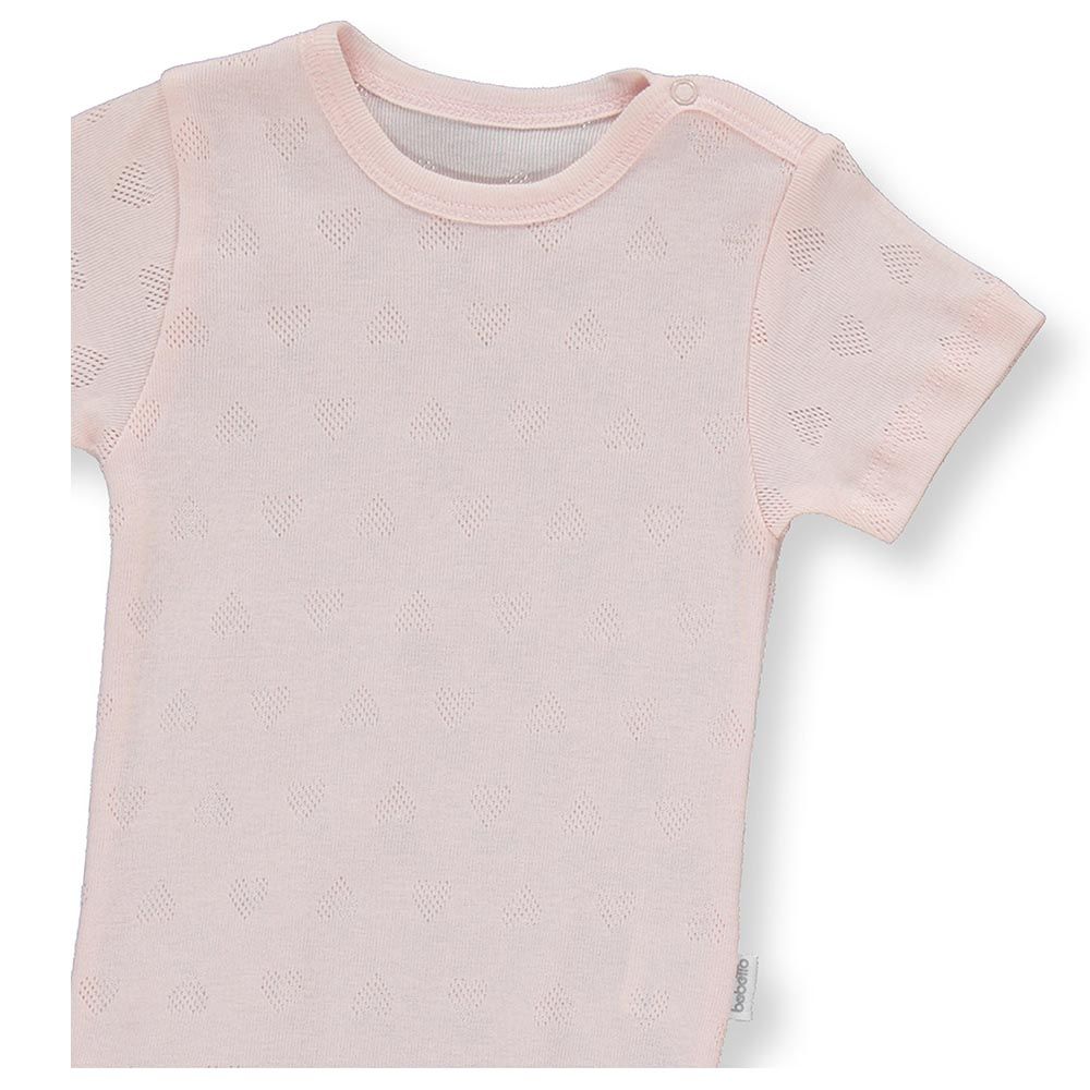 Bebetto - Baby Girl Heart Design Bodysuit - Light Pink