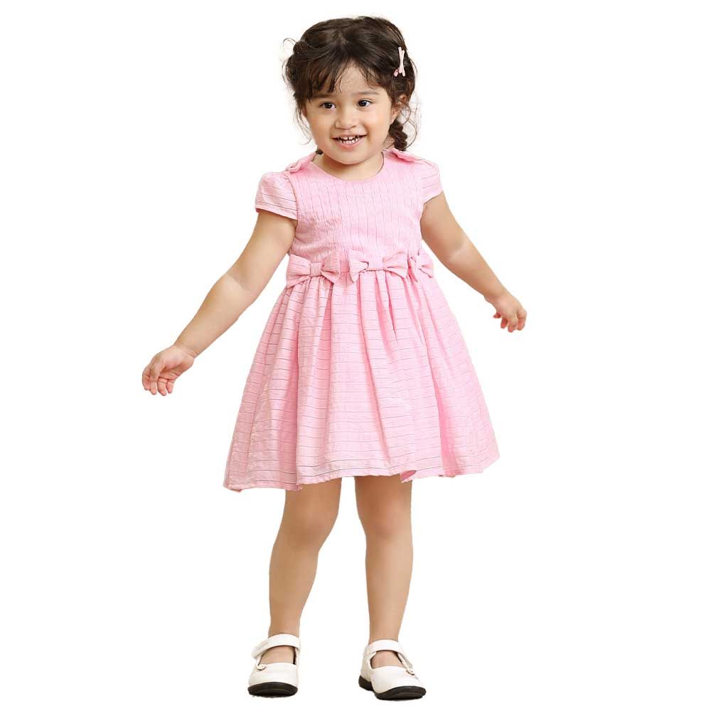 Smart Baby - Baby Girl Cap Sleeves Party Dress - Pink