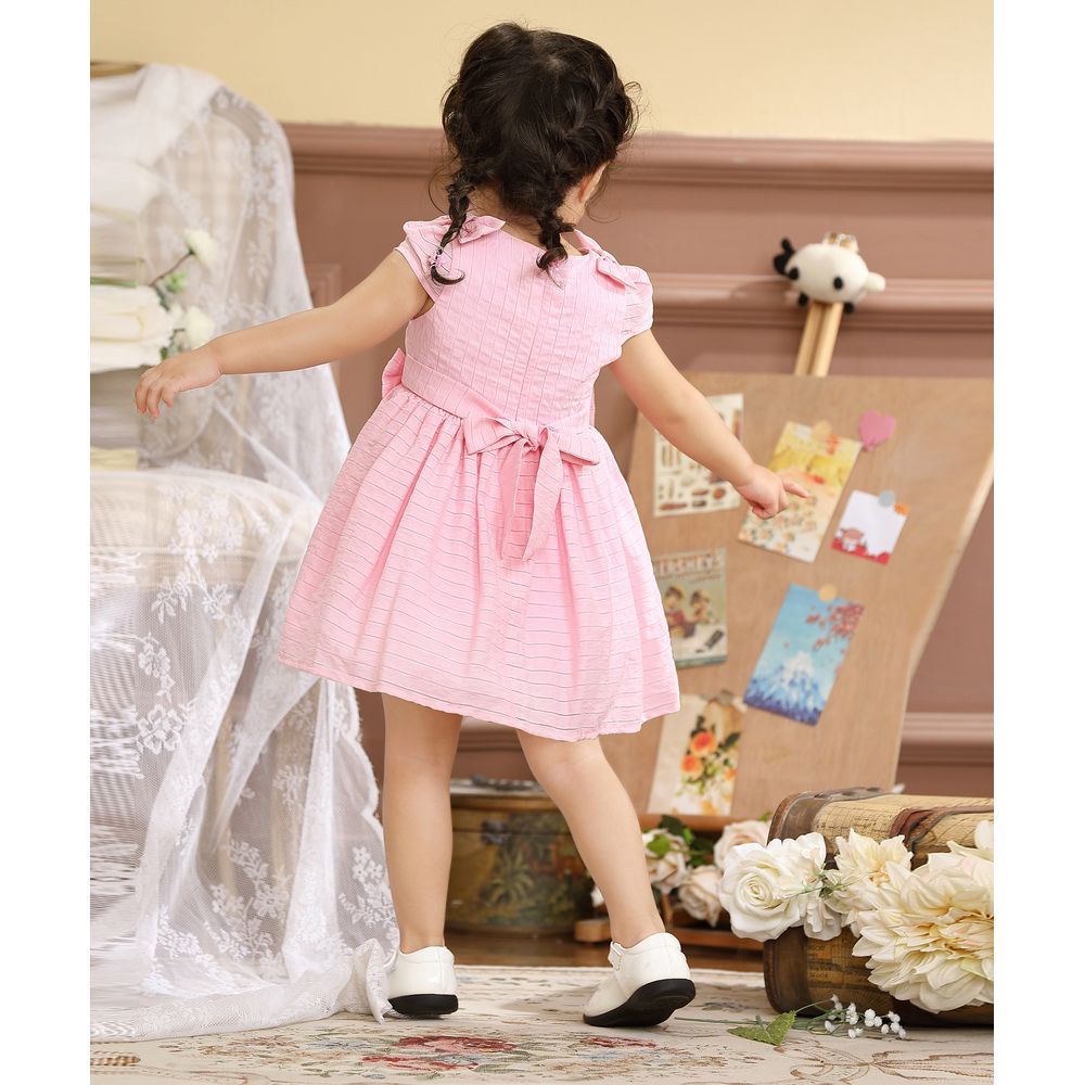 Smart Baby - Baby Girl Cap Sleeves Party Dress - Pink