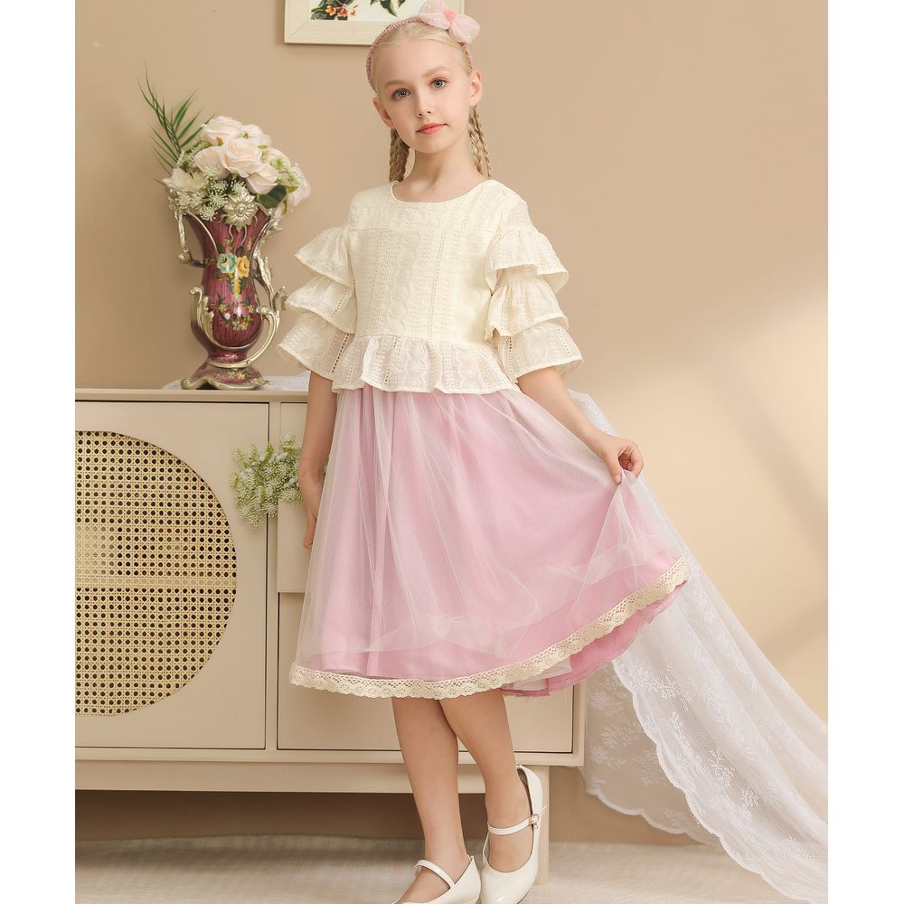 Le Crystal - Girl Party Dress - Cream