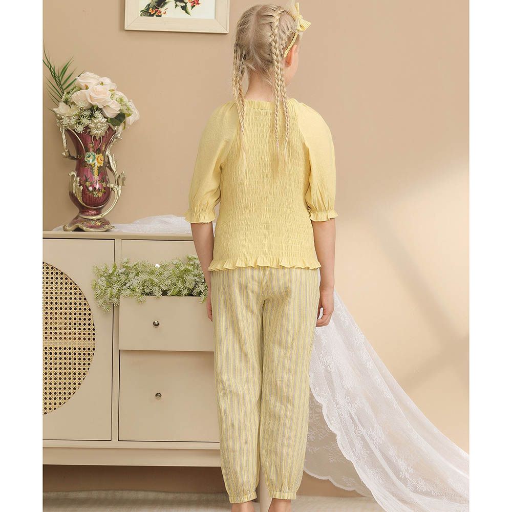 Le Crystal - 2pc-Set - Girl Top & Pants - Yellow