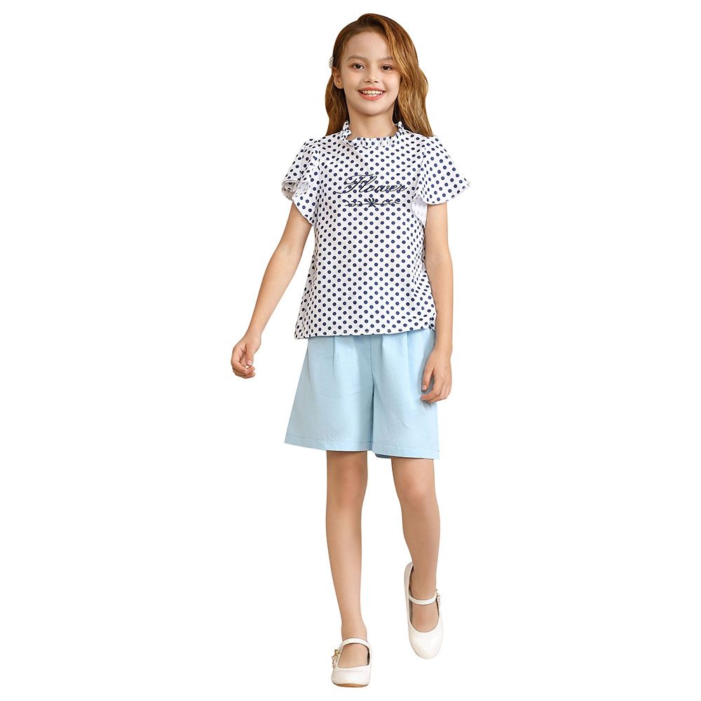 Le Crystal - 2pc-Set - Girl Top & Shorts - Blue/Sky Blue