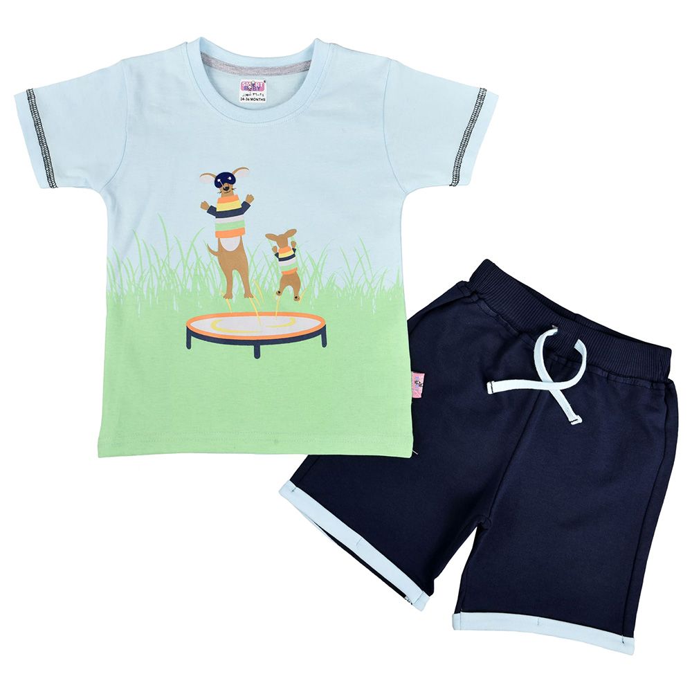 Smart Baby - 2pc-Set - Baby Boy T-Shirt & Bermuda - Sky Blue