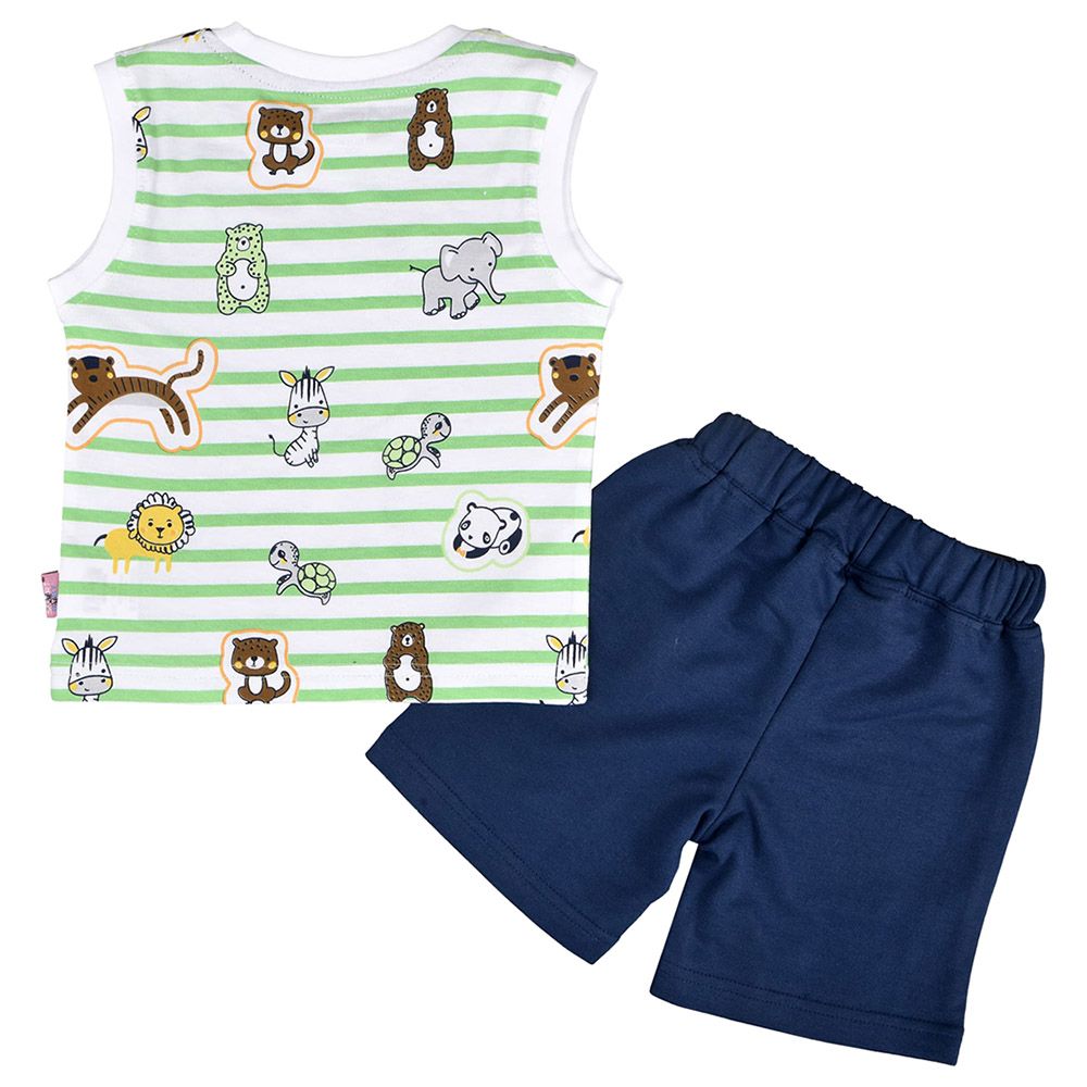 Smart Baby - 2pc-Set - Baby Boy Top & Shorts - Green/Blue