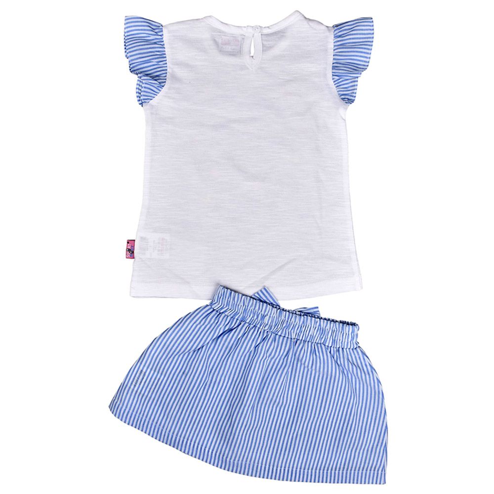 Smart Baby - 2pc-Set - Baby Girl Top & Skirt - White/Blue