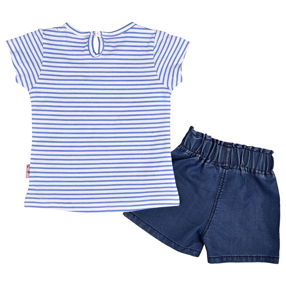 Smart Baby - 2pc-Set - Baby Girl Top & Denim Shorts - Blue