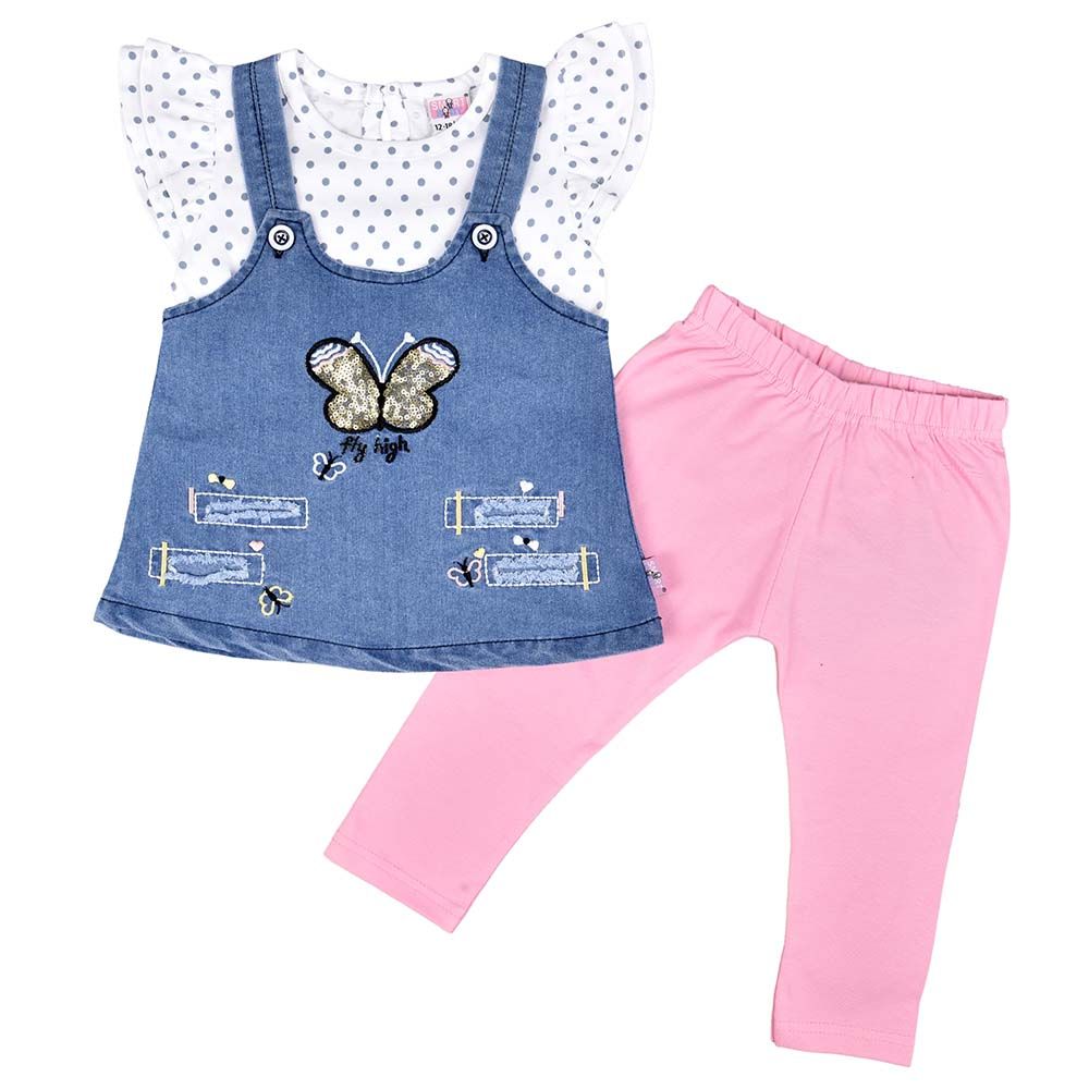 Smart Baby - 2pc-Set - Baby Girls Top & Leggings - White