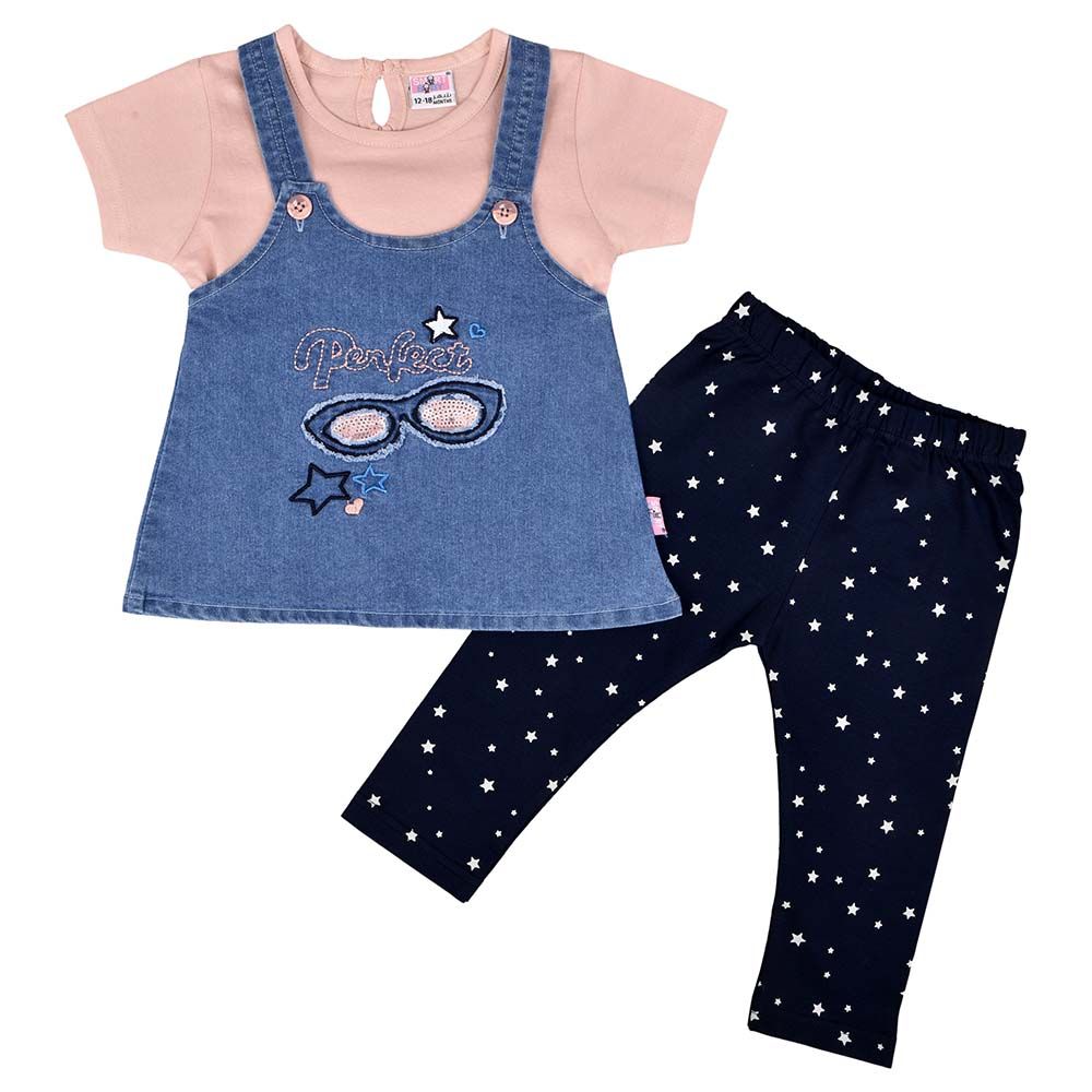 Smart Baby - 2pc-Set - Baby Girls Top & Leggings - Blue