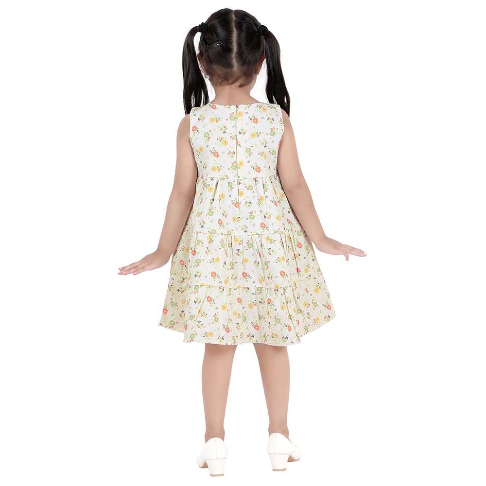 Smart Baby - Baby Girl Flower Printed Dress - Yellow