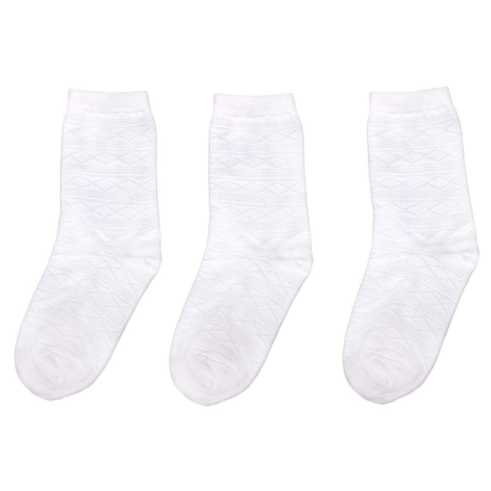 Genius - Girls Jacquard Solid Socks - Pack of 3 - White