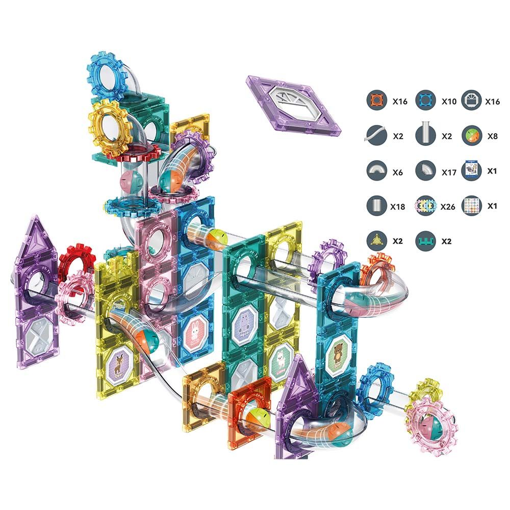 Little Learners - Rolling Ball Gear Magnetic Building Blocks - 126pcs (Exclusive)