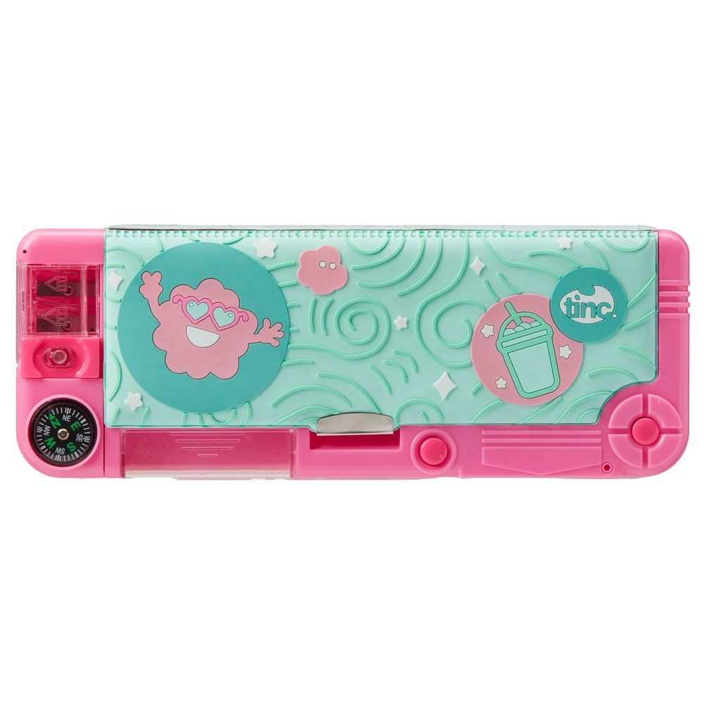 Tinc - Mintee Filled Compartment Pencil Case - Green/Pink