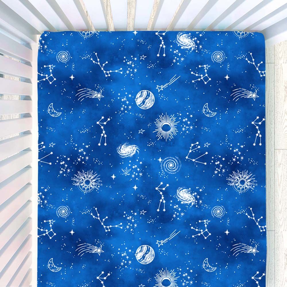 Fancy Fluff - Bamboo Muslin Fitted Cot Sheet - Starry Night