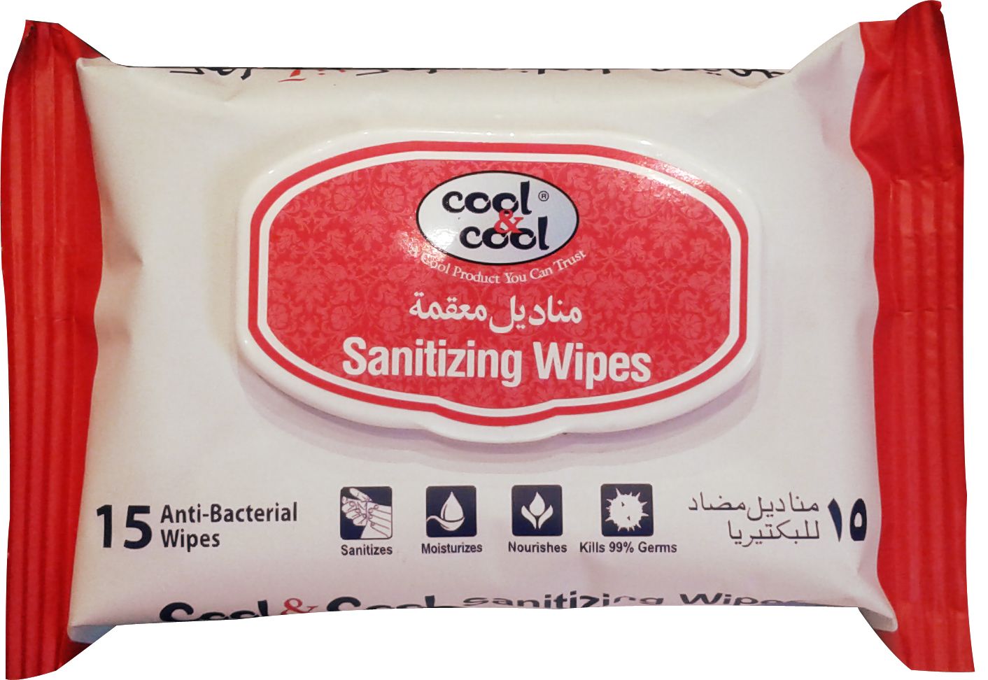 Cool & Cool Sanitizing Wipes - 15 Wipes