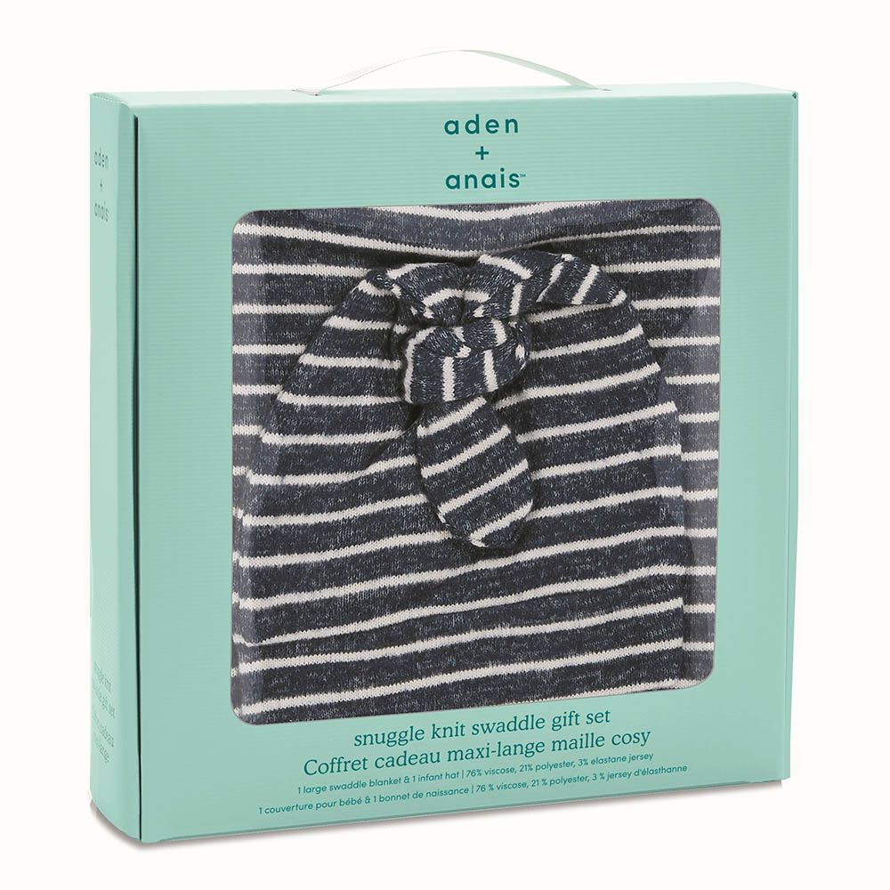 Aden + Anais - Snuggle Knit Swaddle Gift Set Navy Stripe